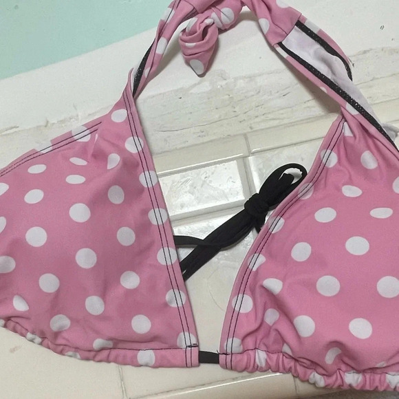 PINK AND WHITE POLKA DOT STRING BIKINI SET SIZE SMALL - Picture 14 of 16